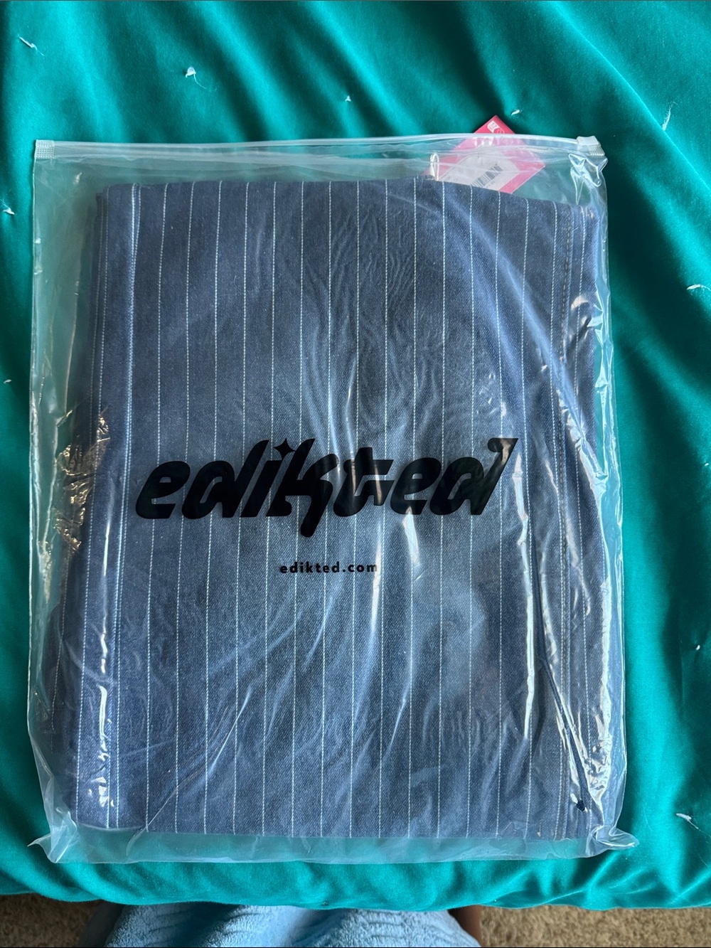 Edikted Blue Pinstripe Button-Down Shirt